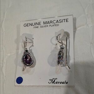 Marsala Silver Plated Earrings with Purple Gemstone